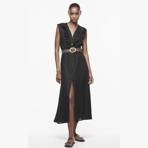 Zara Belted Linen Midi Dress
